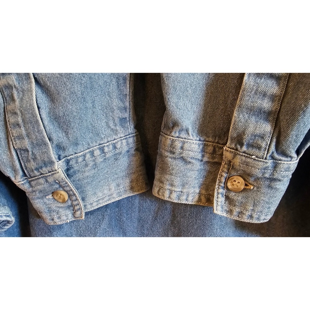 Honors Vintage Women's Large Denim Christmas Ornament Embroidered Button Shirt - Picture 5 of 7